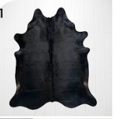 Genuine Solid Black Cowhide Rug | Natural All-Black Leather Area Rug | Modern Minimalist Cow Skin Floor Carpet for Living Room