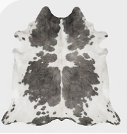 Genuine Grey & White Cowhide Rug | Natural Charcoal Spotted Cowskin Area Rug | Modern Silver Leather Carpet for Living Room