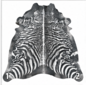 Authentic Black and White Zebra Stenciled Cowhide Rug -  Printed Leather Area Rug