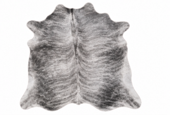 Natural Brindle Grey and White Cowhide Rug, Genuine Hair-on-Hide Floor Mat