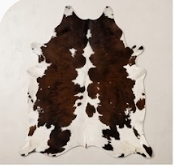 Authentic Dark Chocolate Brown & White Cowhide Area Rug – Genuine Natural Leather Accent Mat