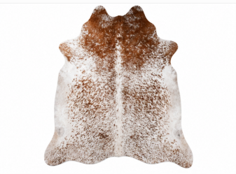 Natural Brown and White Speckled Cowhide Rug, Genuine Hair-on-Hide Area Mat