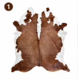 Genuine Brown and White Cowhide Rug | Chestnut Tan & Pure White Leather Area Rug | Classic Western Cowskin Floor Carpet