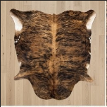 Natural Brindle Brown and Black Cowhide Rug, Genuine Hair-on-Hide Area Mat
