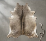 Authentic Taupe Grey & Beige Cowhide Area Rug – Genuine Natural Leather Accent Mat