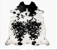 Authentic Black and White Speckled Cowhide Rug -  Leather Area Rug