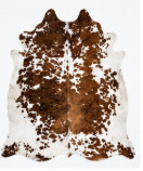 Authentic Chestnut & White Speckled Cowhide Area Rug – Genuine Tricolor Leather Accent Mat