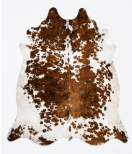 Authentic Chestnut & White Speckled Cowhide Area Rug – Genuine Tricolor Leather Accent Mat