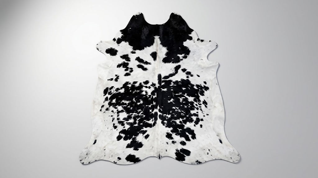 Genuine Black & White Peppered Cowhide Rug | Black Saddle Speckled Area Rug | Natural Salt and Pepper Cowskin Floor Carpet