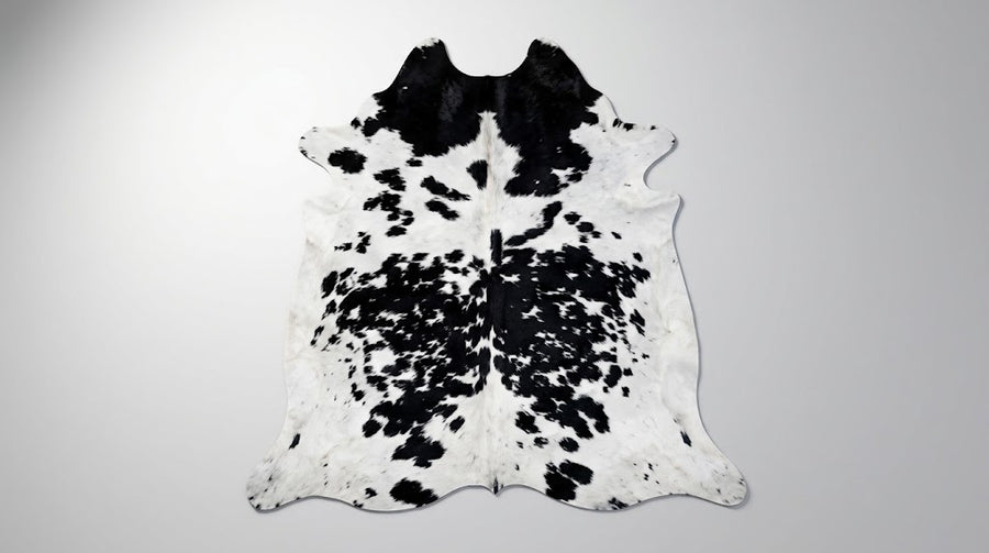Genuine Black & White Peppered Cowhide Rug | Black Saddle Speckled Area Rug | Natural Salt and Pepper Cowskin Floor Carpet