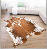 Brown and White Salt & Pepper Cowhide Rug - Genuine Speckled Leather Area Rug