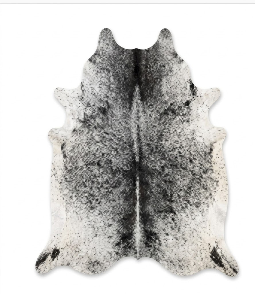 Black & White Speckled Cowhide Rug | Genuine Cow Skin Rug | Natural Hair on Hide Area Rug | Modern Farmhouse Decor