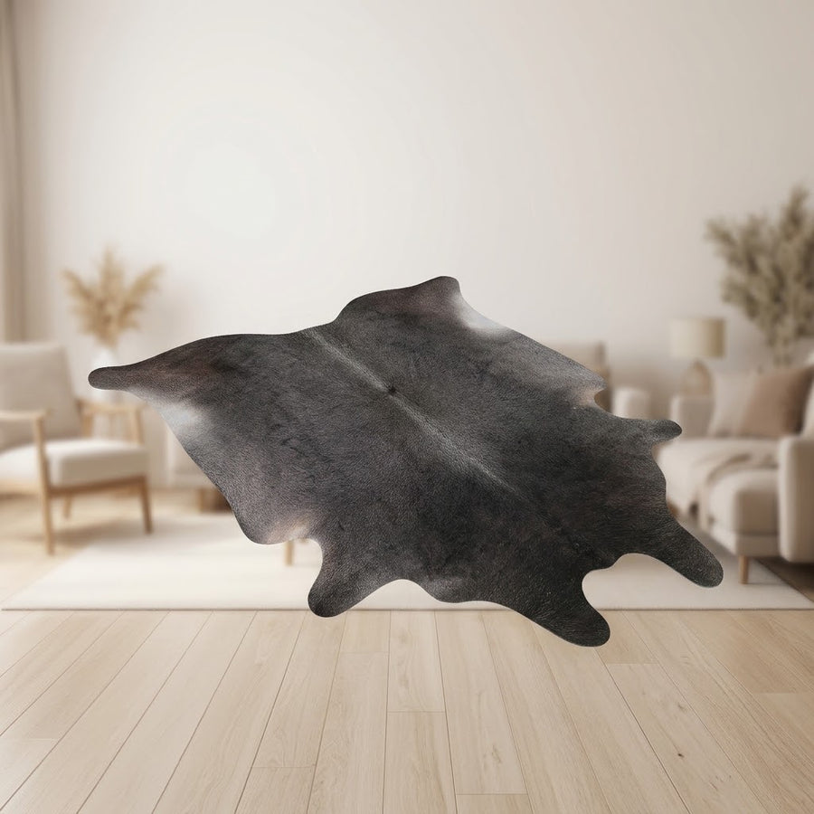 Natural Dark Grey Cowhide Rug - Luxury Genuine Leather Area Rug
