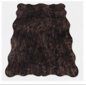 Authentic Dark Brown Stenciled Cowhide Rug -  Printed Leather Area Rug
