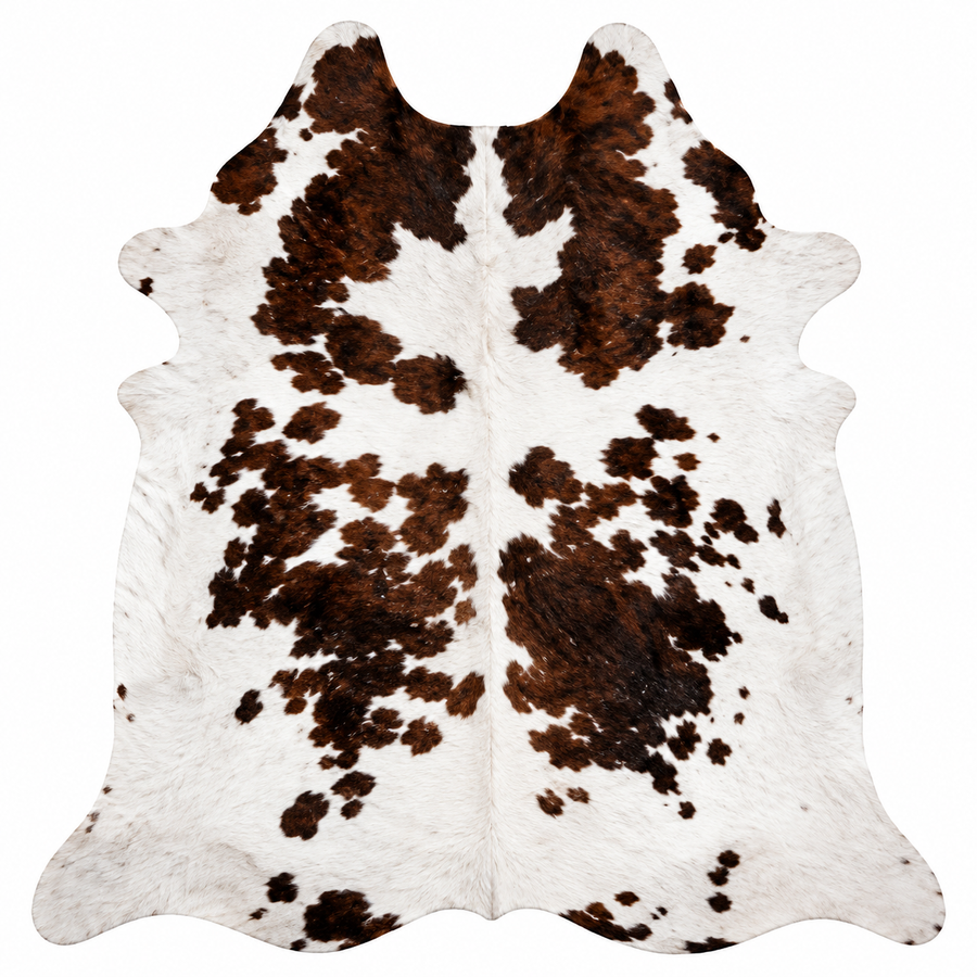 Brown & White Cowhide Rug – Genuine Natural Cow Skin Area Rug, Western Farmhouse Decor, Real Hair On Hide Rug, Living Room Accent Rug