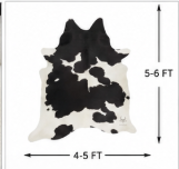 Classic Black and White Cowhide Rug - Genuine Natural Leather Area Rug