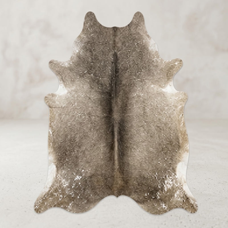 Authentic Taupe Grey & Beige Cowhide Area Rug – Genuine Natural Leather Accent Mat