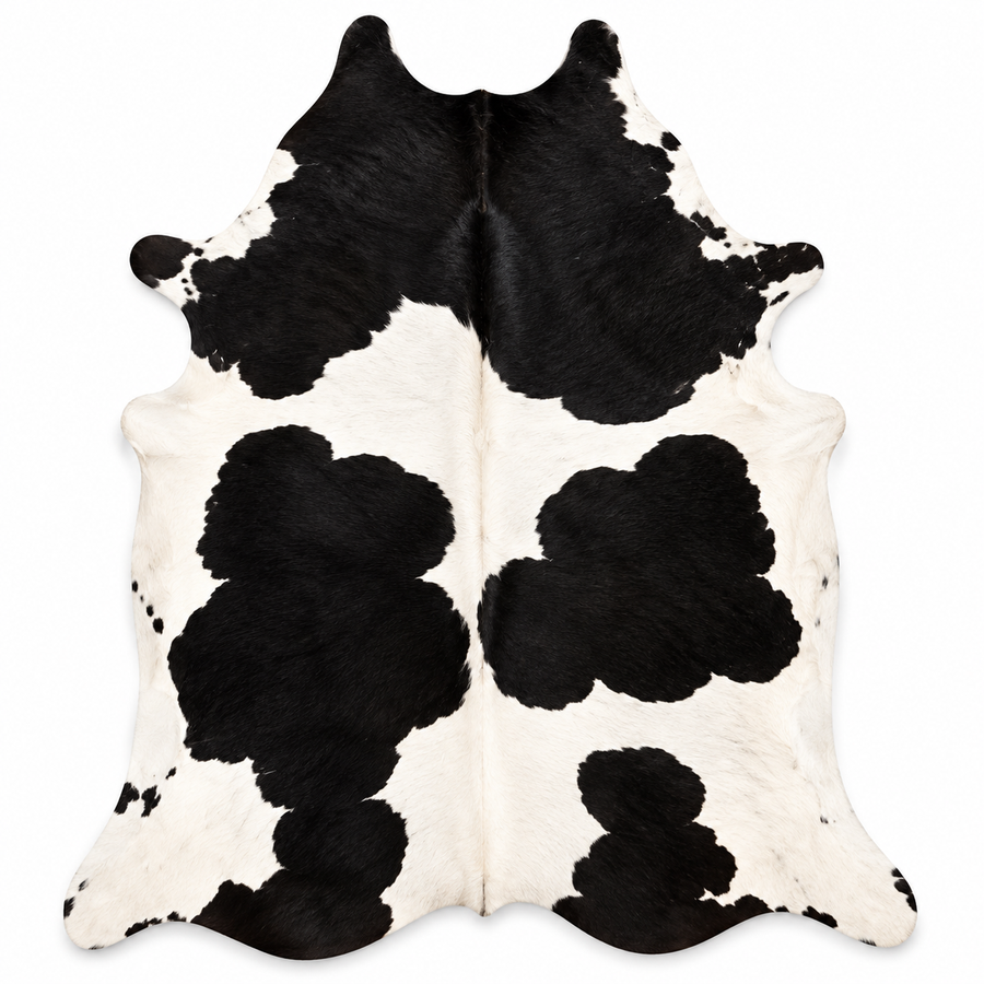 Authentic Classic Black and White Spotted Cowhide Area Rug – Genuine Holstein Leather Accent Mat