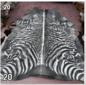 Authentic Black and White Zebra Stenciled Cowhide Rug -  Printed Leather Area Rug