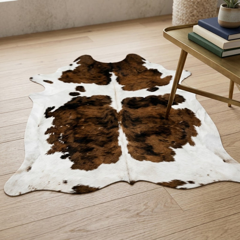 Authentic Brown and White Speckled Cowhide Rug -  Real Leather Area Rug