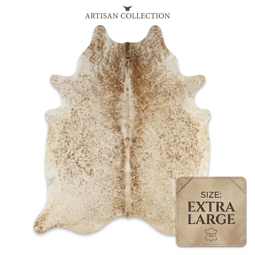 Genuine Champagne Beige Cowhide Rug | Natural Light Tan Brindle Cowskin Area Rug | Soft Cream Leather Carpet for Living Room