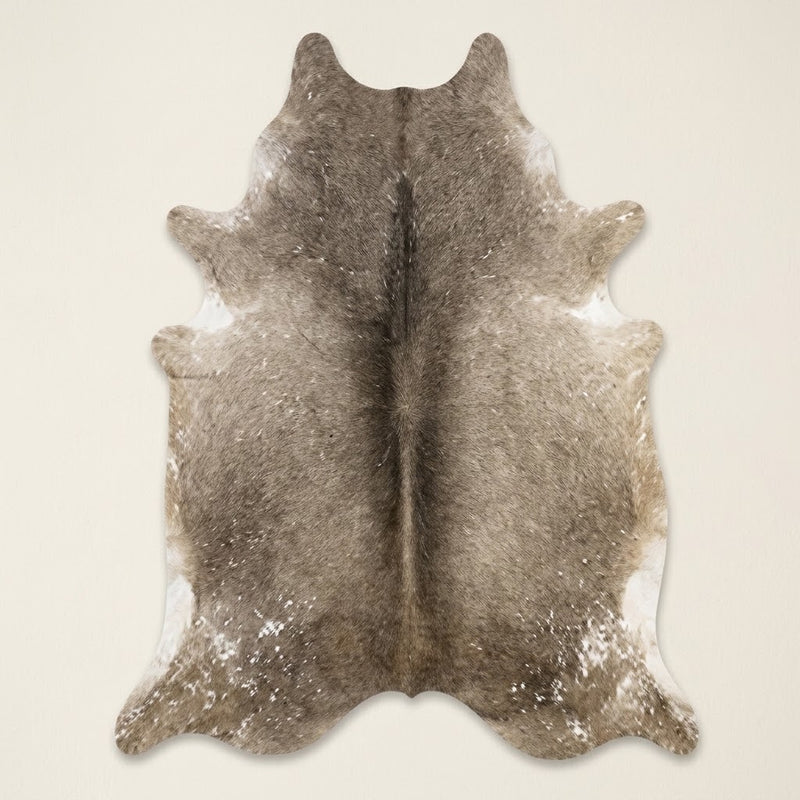 Genuine Grey Brindle Cowhide Rug | Natural Grey and White Cowskin Area Rug | Modern Taupe Brown Leather Carpet for Living Room