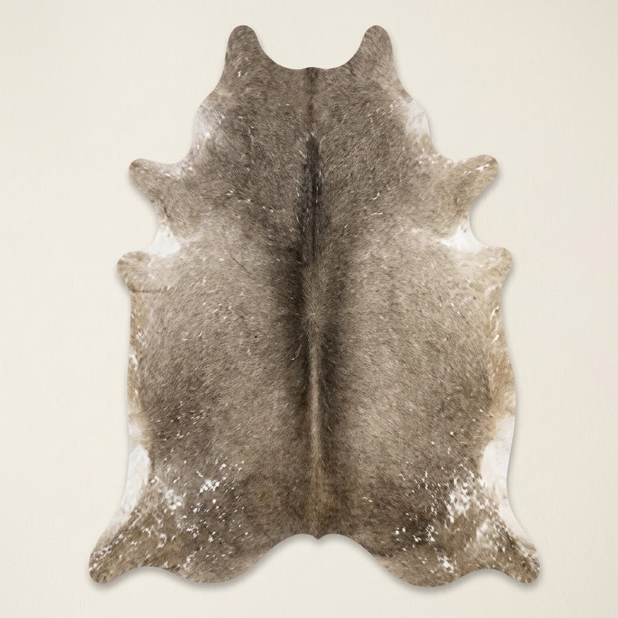 Genuine Grey Brindle Cowhide Rug | Natural Grey and White Cowskin Area Rug | Modern Taupe Brown Leather Carpet for Living Room