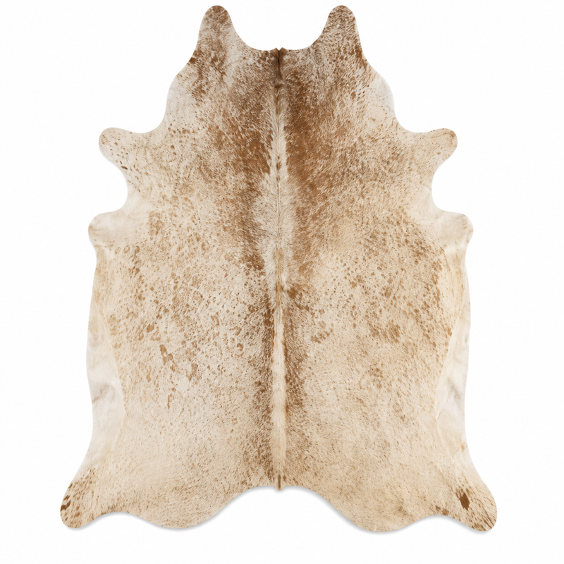 Authentic Champagne Beige & Cream Salt Pepper Cowhide Area Rug – Genuine Natural Leather Accent Mat