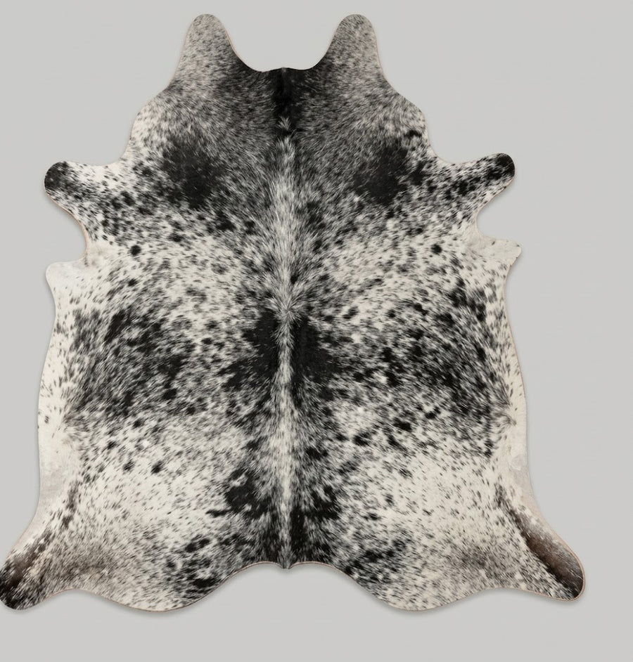 Black & Grey Salt and Pepper Cowhide Rug - Genuine Speckled Leather Area Rug