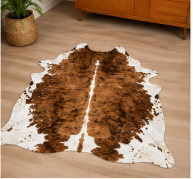 Brown Brindle Cowhide Rug – Natural Cow Skin Area Rug, Rustic Farmhouse Decor, Genuine Leather Hide Rug, Western Living Room Accent