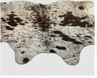 Genuine Salt & Pepper Cowhide Rug | Dark Brown & Off-White Speckled Cowskin Area Rug | Rustic Modern Western Leather Carpet