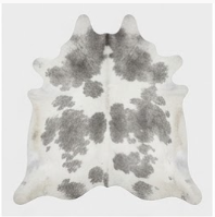 Genuine Grey & White Cowhide Rug | Natural Charcoal Spotted Cowskin Area Rug | Modern Silver Leather Carpet for Living Room