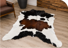 Authentic Tricolor Cowhide Rug -  Black, Brown & White Area Rug