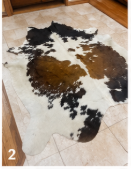 Natural Tricolor Cowhide Rug, Brown Black and White Hair-on-Hide Area Rug