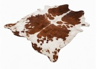 Genuine Chestnut Brown & White Cowhide Rug | Natural Spotted Warm Brown Cowskin Area Rug | Rustic Leather Carpet for Living Room