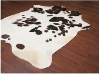 Genuine Dark Brown & White Spotted Cowhide Rug | Natural Brown Holstein Cowskin Area Rug | Rustic Modern Farmhouse Decor Carpet