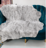 Authentic White and Grey Stenciled Cowhide Rug -  Printed Leather Area Rug