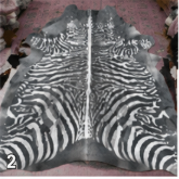 Authentic Black and White Zebra Stenciled Cowhide Rug -  Printed Leather Area Rug