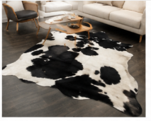 Classic Black and White Cowhide Rug, Genuine Hair-on-Hide Area Rug