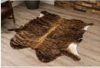 Authentic Brindle Cowhide Rug -  Tiger Stripe Leather Area Rug