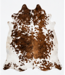 Authentic Chestnut & White Speckled Cowhide Area Rug – Genuine Tricolor Leather Accent Mat