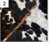 Genuine Tricolor Cowhide Rug | Black, Dark Brown & White Spotted Leather Area Rug | Authentic Symmetrical Cowskin Floor Carpet