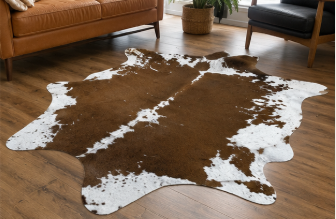 Authentic Brown and White Cowhide Rug -  Leather Area Rug