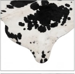 Genuine Black and White Cowhide Rug | Natural Spotted Holstein Pattern Cowskin Area Rug | Modern Leather Carpet for Living Room