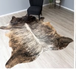Genuine Brown Brindle Cowhide Rug | Natural Honey & Dark Striped Cow Hide Leather Area Rug | Exotic Western Living Room Floor Decor