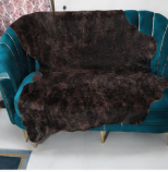 Authentic Dark Brown Stenciled Cowhide Rug -  Printed Leather Area Rug