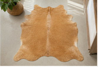 Light Brown Cowhide Rug - Genuine Caramel Tan Leather Area Rug