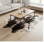 Genuine Tricolor Dark Brown & Black Speckled Cowhide Rug | Natural Salt and Pepper Spotted Cowskin Area Rug | Rustic Leather Carpet for Living Room