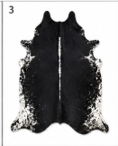 Authentic Jet Black & White Speckled Spine Cowhide Area Rug – Genuine Leather Accent Mat