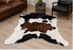 Authentic Tricolor Cowhide Rug -  Black, Brown & White Area Rug